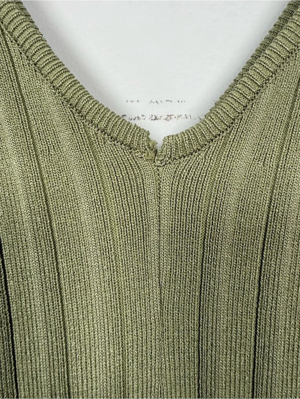 Lalavon Sleeveless Olive Ribbed V-Neck Maxi Dress, Size M, Great Condition!